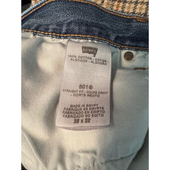 Levi’s 501 Button Fly Jeans 38x32 | Straight Fit Vintage Blue Denim Pants - Picture 4 of 9